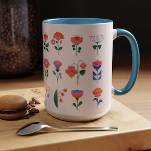 Flower Daisies Coffee Mug: Vintage Floral Tea Cup, Kitchen Decor