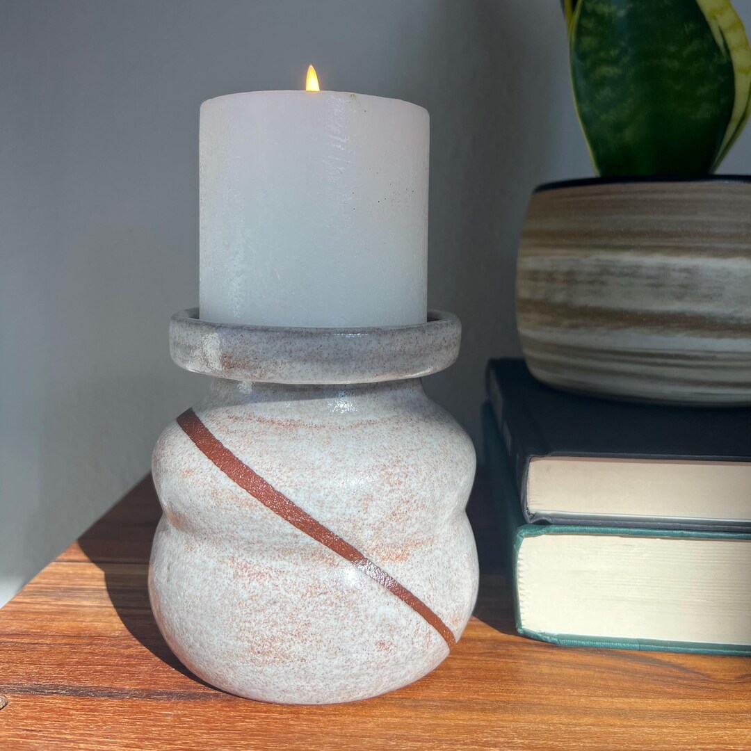Handmade Ceramic 3 Inch Pillar Candle Holder, Pottery Pedestal ...