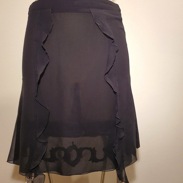 Emporio Armani black silk sensual transparent mini-skirt haute couture size XS international Women wear italian urbanwear Made in Italy