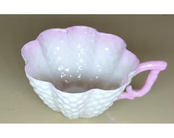 Vintage Antique Belleek 2nd Black Mark Pine Cone Tea Cup ONLY~ RARE Pink Porcelain