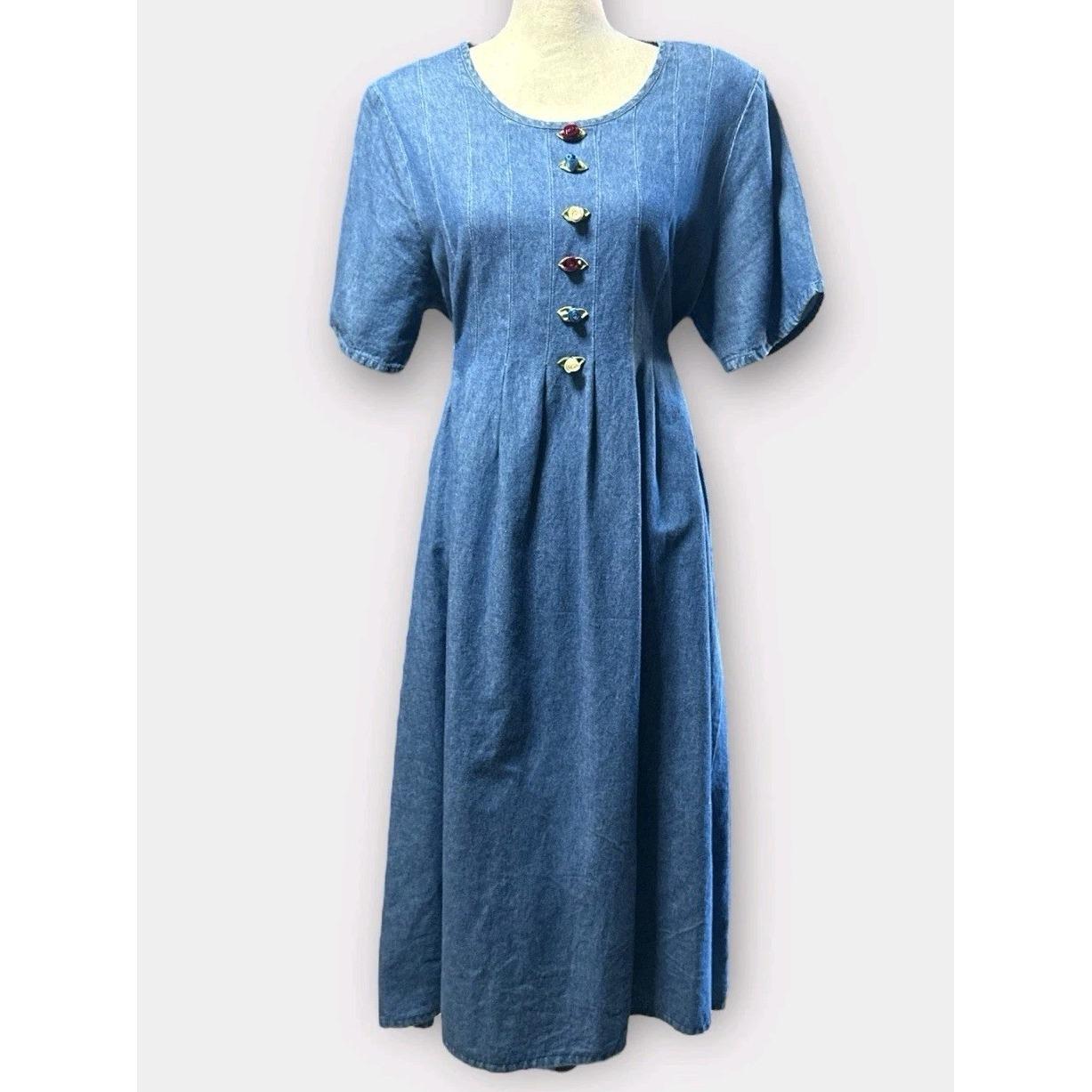 white christmas dresses Vintage 90s Denim Teacher Dress with Angel Applique – Shopexile main image 1