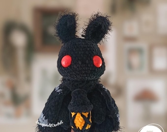 Mothman Crochet Pattern – Amigurumi Plushie with Lantern (PDF Pattern)