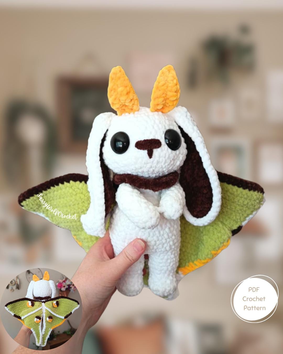Luna Moth Bunny Crochet Pattern – Plush Amigurumi (PDF Pattern) - Etsy