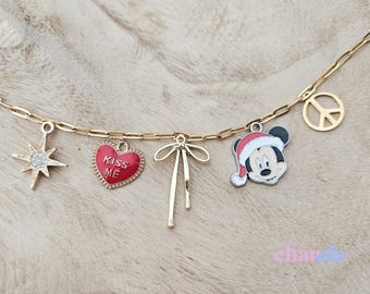 Collana con ciondolo personalizzato per ragazze adolescenti / Catena con graffetta dorata / Collana natalizia / Regalo estetico per preadolescenti o migliori amiche