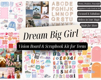 Kit per album Vision Board e JUNK JOURNAL – 55 pagine stampabili per ragazze adolescenti e preadolescenti, foto estetiche e citazioni