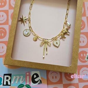 Custom Charm Necklace for Teen Girls | Gold Paperclip Chain | Personalized Charm Jewelry | Aesthetic Gift for Tween or Best Friend