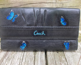 Hand painted Butterfly Wallet, Coach