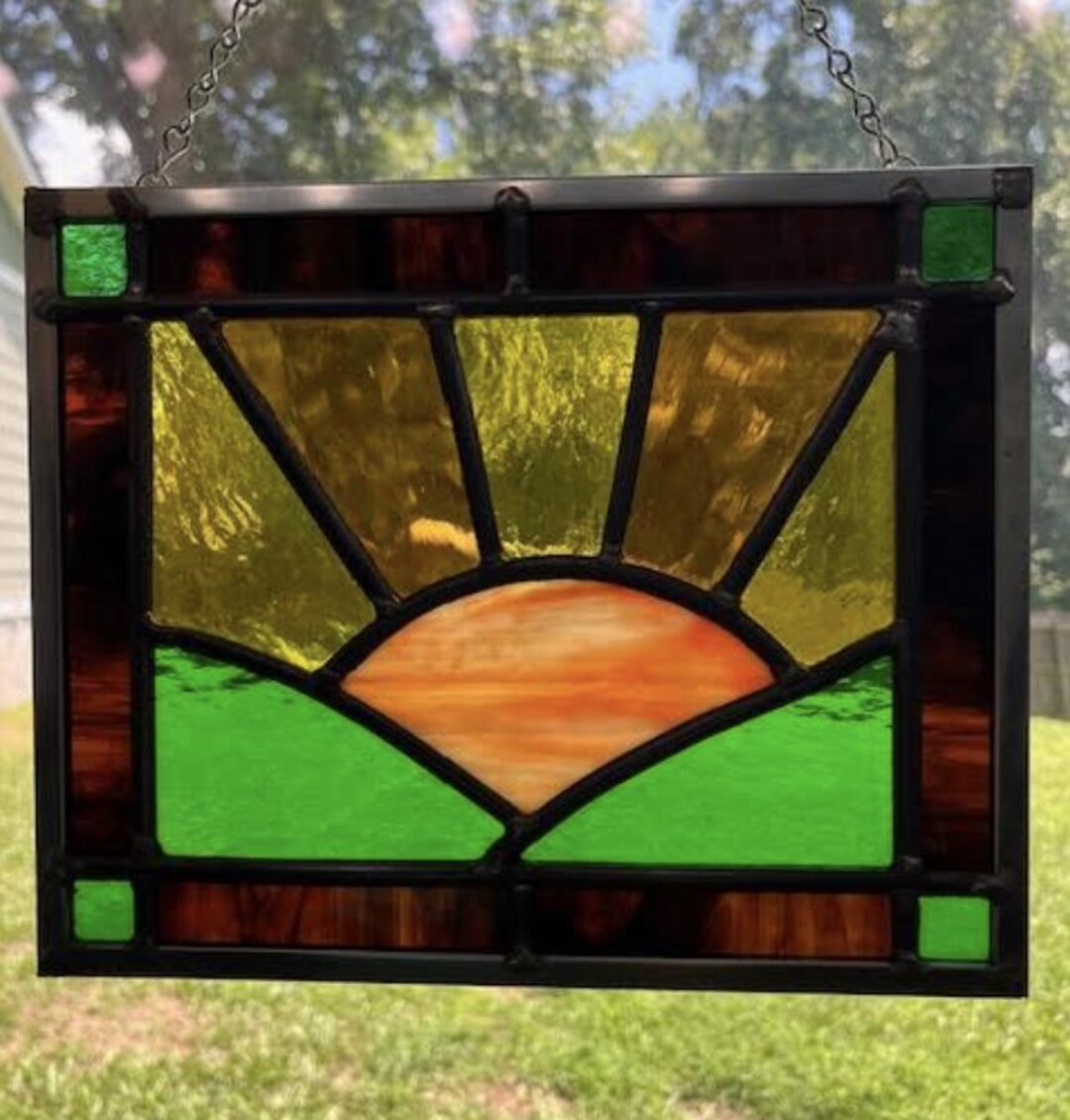 Window Panel Sunset Sunset Stained Glass Panel, 10x8 Window Hanging - Etsy