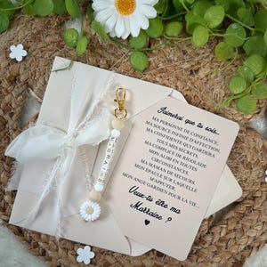 Annonce grossesse marraine carte avec porte clés. Demande marraine, baptême, porte clés en perles, famille, sœur, amie, belle sœur, cousine J’aimerai que tu soi
