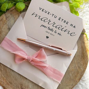 Annonce grossesse marraine carte avec stylo Demande marraine, baptême, stylo, tata, amie, tatie