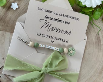 Annonce grossesse marraine carte avec porte clés. Demande marraine, baptême, porte clés en perles, famille, sœur, amie, belle sœur, cousine