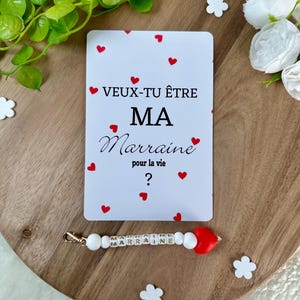 Annonce grossesse marraine carte avec porte clés. Demande marraine, baptême, porte clés en perles, famille, sœur, amie, belle sœur, cousine