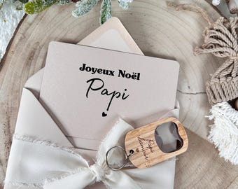 Annonce grossesse papi carte avec décapsuleur bois, papa, papi, famille, masculin, bébé grand père noël
