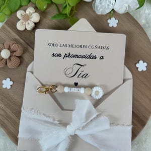 Tarjeta de Anuncio de Embarazo con Llavero – Para la Futura tia , hermana, amiga, prima, cunadas