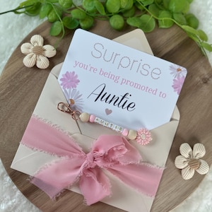 Mitteilung an zukünftige Tante Tante Schwangerschaft précentric Baby bébé Eltern Schwester Freund Cousin Überraschung Keychain