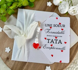 Porte-clés Gravé "Futur Tata" - Cadeau Annonce Grossesse Pour Soeur - Acier Inoxydable - Pochette Cadeau Incluse