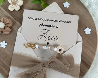 Biglietto per Annunciare la Gravidanza con Portachiavi – Per la Futura zia , Sorella, Cugina, Amica,