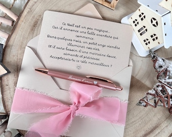 Annonce grossesse marraine carte avec stylo Demande marraine, baptême, stylo, tata, amie, tatie noël