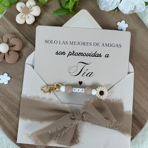 Tarjeta de Anuncio de Embarazo con Llavero - Para la Futura tia , hermana, amiga, prima, cunadas
