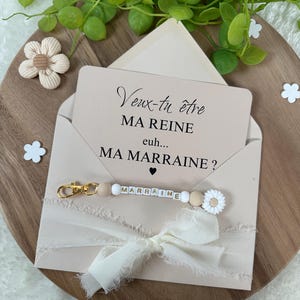 Annonce grossesse marraine carte avec porte clés. Demande marraine, baptême, porte clés en perles, famille, sœur, amie, belle sœur, cousine Ma reine.. euh ma