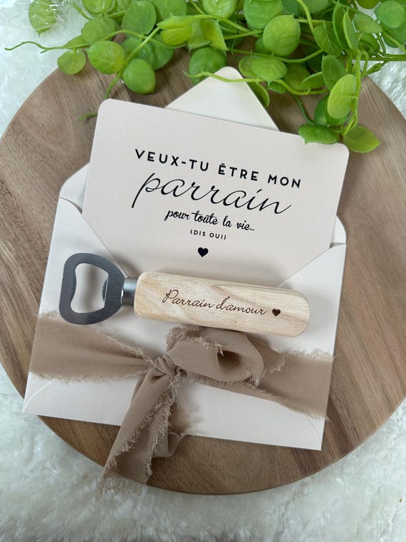 Annonce grossesse parrain avec décapsuleur, demande parrain, baptême, tonton, frère cousin ami, famille. Cadeau souvenir. Enceinte, bébé