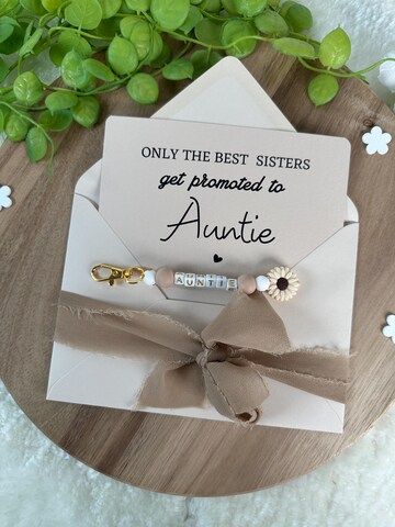 Announcement to future auntie pregnancy prégnant baby bébé parents sister friend surprise   Keychain marron beige fleur