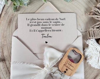 Annonce grossesse tonton avec décapsuleur pour Noël tonton, frère cousin ami, famille. Cadeau souvenir. Enceinte, bébé.