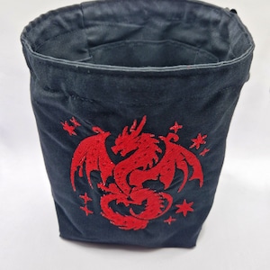 Würfelsack mit Fächern "Bestickt" Rising Dragon-rot