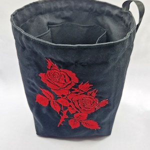 Würfelsack mit Fächern "Bestickt" Rose