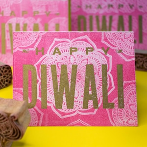 Happy Diwali Cards | Hand-Printed with Letterpress | A2 Size with Matching Envelope