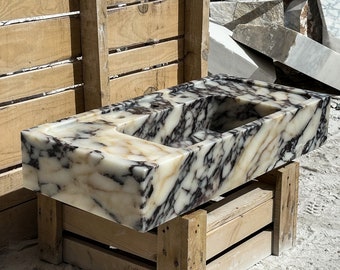 Natural Stone Calacatta Viola Sink - Handcrafted Wall Sink, Special Order Available M1S028