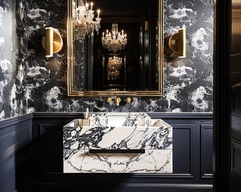 Marble drawers - Calacatta Viola Marble Sink - Wall Mount Marble Sink - Marble Bathroom Sink - Powder Room Sink Custom