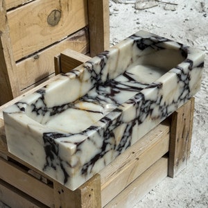Hand Carved Calacatta Viola Marble Sink - Custom Vanity Options M1S055