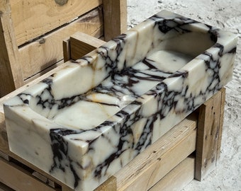 Premium Natural Stone Sink - Calacatta Viola Marble, Hand Carved with Custom Vanity Options