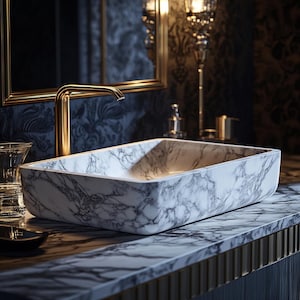 Calacatta Viola Marble Sink: Handcrafted Floating Vessel, Wall-Mounted