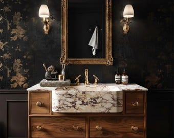 Custom Marble Bathroom Vanity with Marble Sink and Ramp Basin for Modern Home Decor M1F006