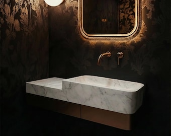 Custom Calacatta Amber Viola Marmor Waschbecken: Schwimmende Eitelkeit, Luxusbadezimmer M1F015