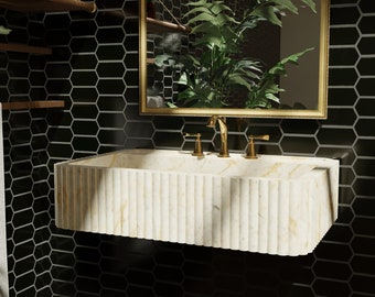 Natural Stone Calacatta Viola Sink - Handcrafted Wall Sink, Special Order Available M1S074
