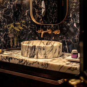 Calacatta Viola Marble Sink, Custom Order Vanity, Powder Room, Natural Stone Vessel