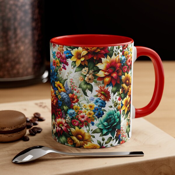 Floral Accent Coffee Mug, 11oz