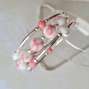 Breast Cancer Awareness Memory Wire Silver Bracelet, Limited Edition Handmade Jewelry image 7