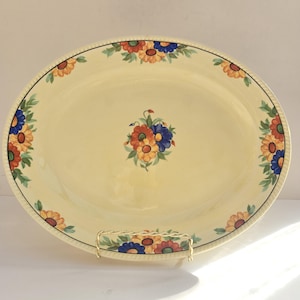 Vintage Golden Maize by Sebring Oval Serving Platter | 11.5" Floral Serving Tray | 1920s Art Deco Pottery | Cottage Farmhouse Kitchen Decor