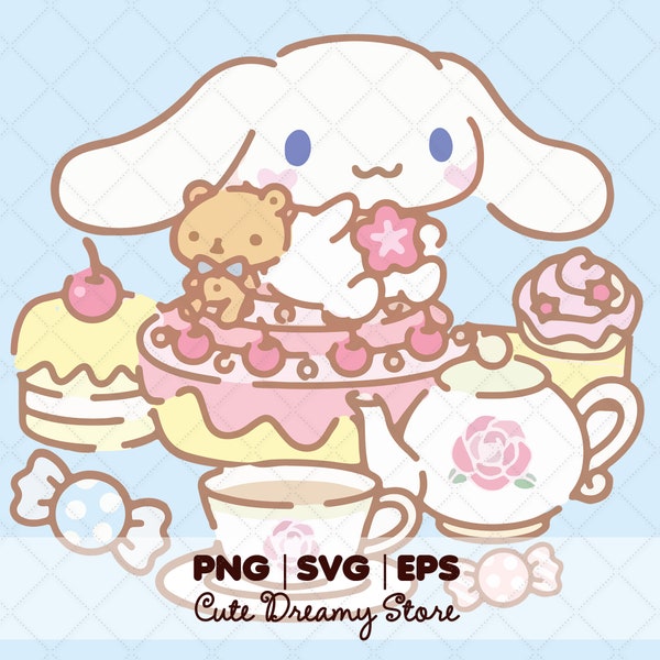 Cinnamo-roll PNG | EPS | SVG | Bunny Clipart | Cute Bunnny Kawaii | Vector Cut File | Instant Download | Cinnamon clipart