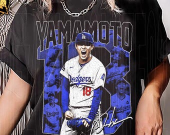 Vintage Yoshinobu Yamamoto #18 Team Japan Baseball Jersey Navy