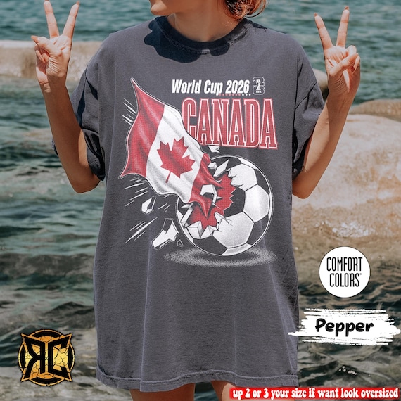 Canada World Cup 2026 Soccer Comfort Colors® Shirt, Unisex Heavy Blend™ Crewneck Sweatshirt, Canada Flag Soccer Tee, Kids Heavy Cotton™ Tee