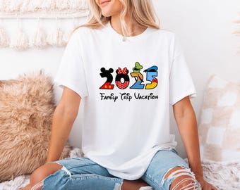 Chemises Disney 2025, vêtements Disney, chemises Disneyworld, T-shirt assorti pour les vacances en famille Disney, Disney, chemise de voyage Disney, voyage Disney 2025