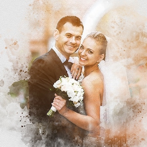 Custom watercolor portrait from photo,, personalized watercolor portrait, wedding, anniversary, engagement gift, Painting From Photo_Art