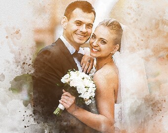 Custom watercolor portrait from photo,, personalized watercolor portrait, wedding, anniversary, engagement gift, Painting From Photo_Art