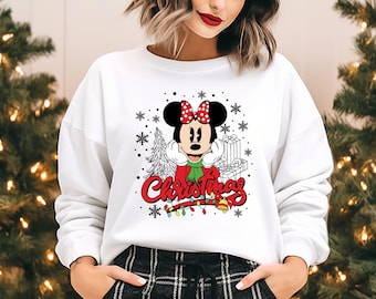 Sweter świąteczny Disneya, prezent na imprezę świąteczną, bluza świąteczna z Myszką Miki i Myszką Minnie, Wesołe Święta Myszki Miki, prezent dla niej