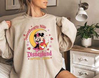 Sudadera de Disney para San Valentín con texto en inglés "Sweethearts Nite", sudadera de Disneyland After Dark, sudadera para amantes de Mickey y Minnie, regalo para ella